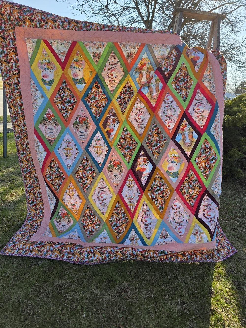 Handmade Multicolor Patchwork Quilt - Farm Friends
